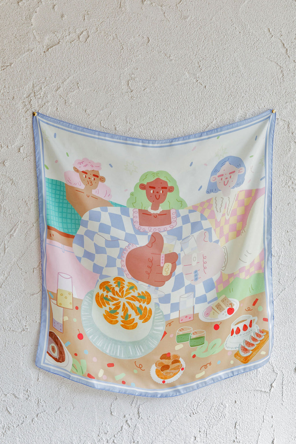 Positano Printed Square Scarf Blue by Selfie Leslie