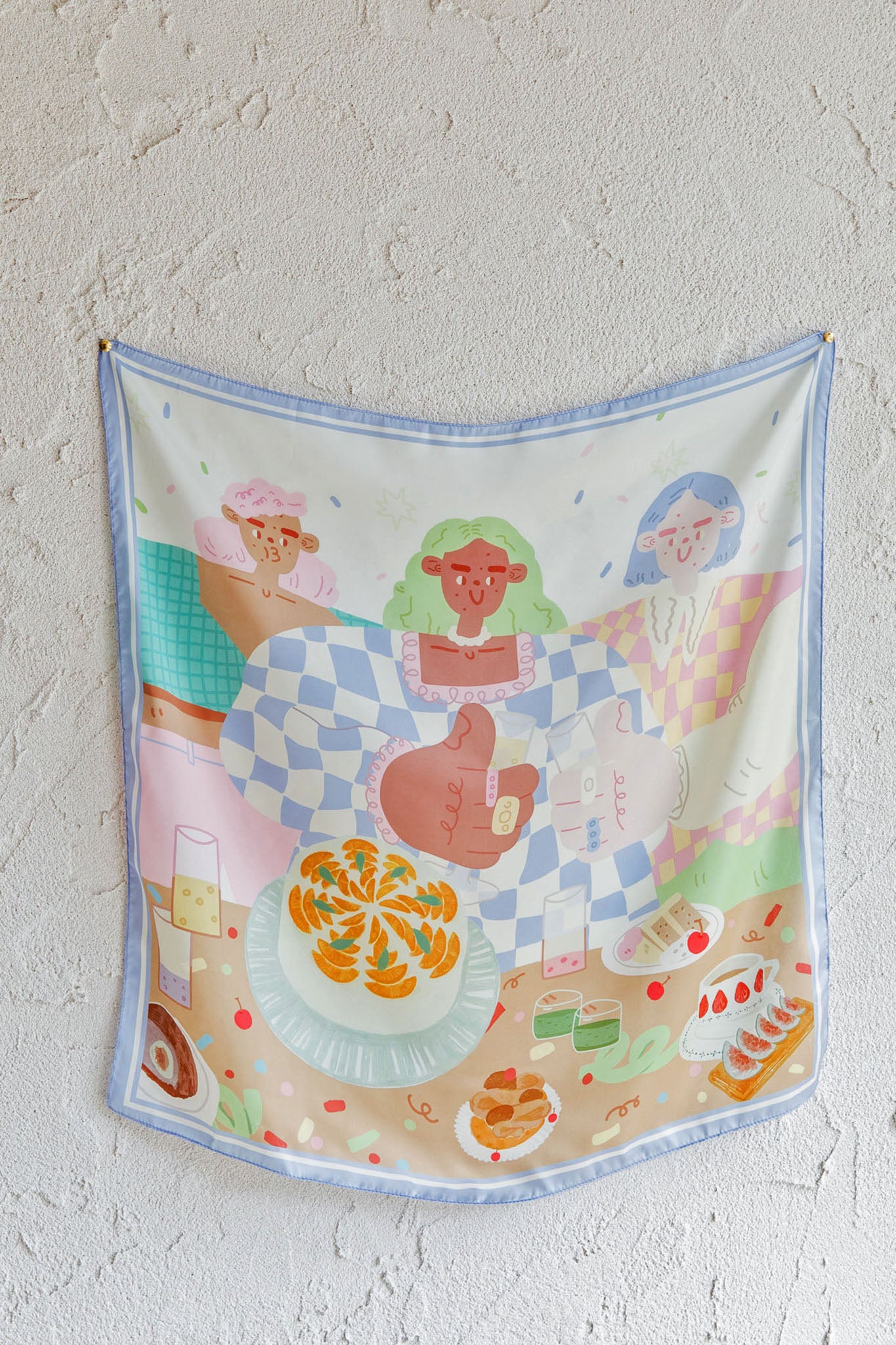 Positano Printed Square Scarf Blue by Selfie Leslie