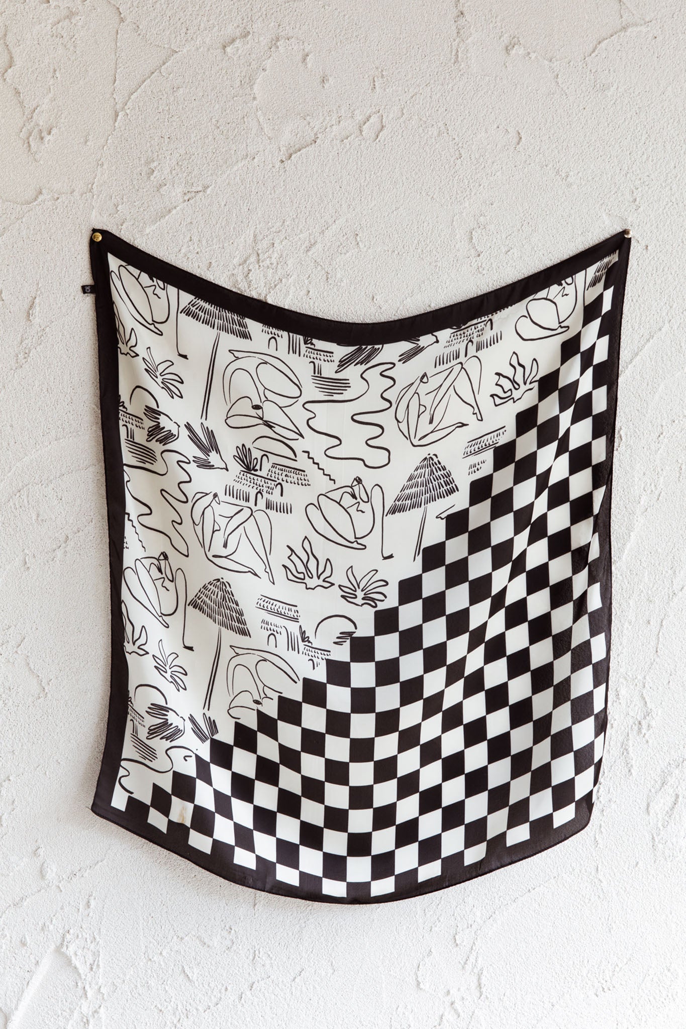 Coastline Printed Square Scarf Black by Selfie Leslie