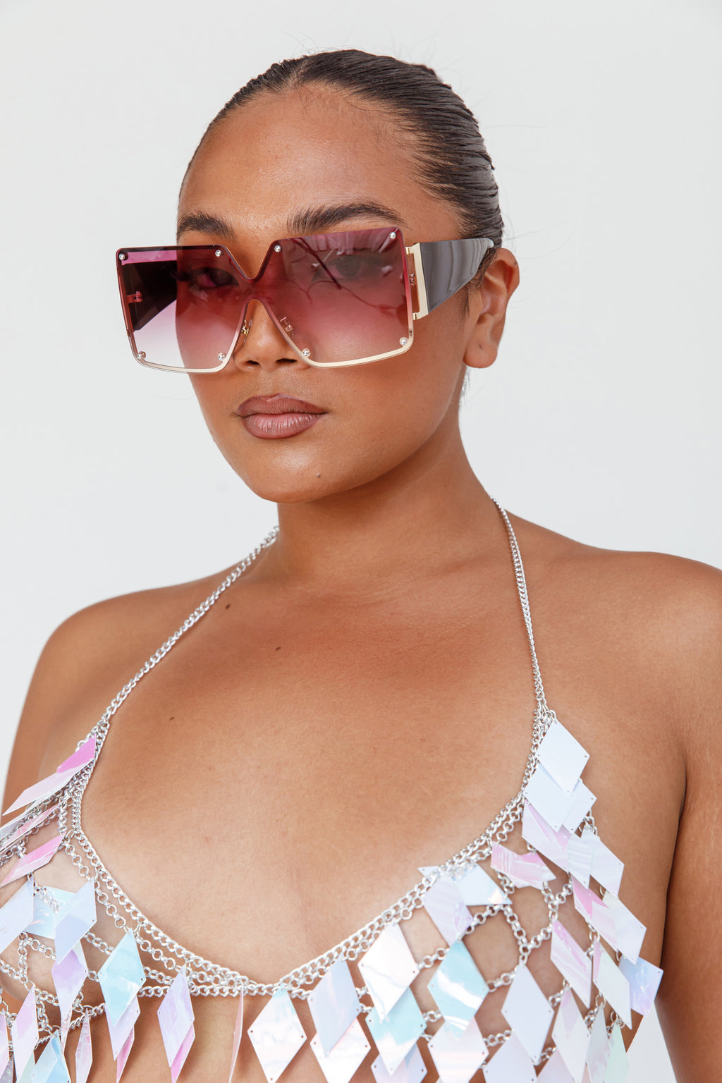 Fiery Square Frame Sunglasses Red by Selfie Leslie