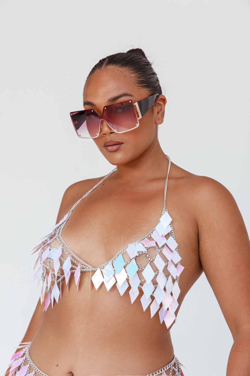 Fiery Square Frame Sunglasses Red by Selfie Leslie