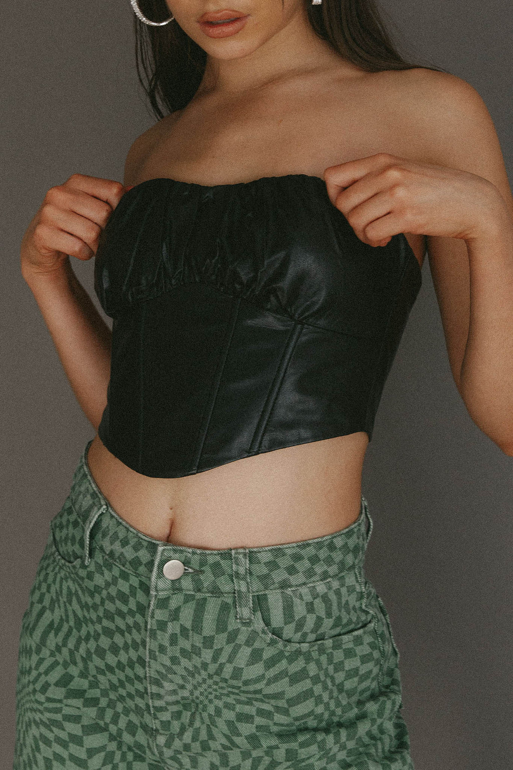 Erikah Strapless Corset Crop Top Black by Selfie Leslie