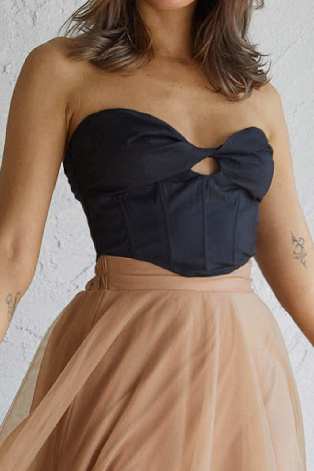 Think Twice Strapless Twist Top Black by Selfie Leslie