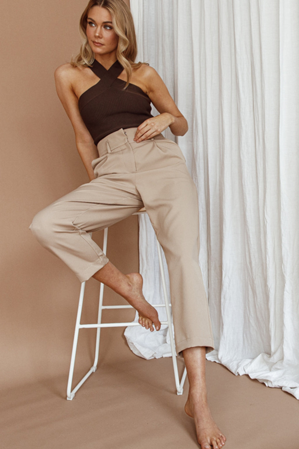 Chance Encounter Straight Leg Pants Latte by Selfie Leslie