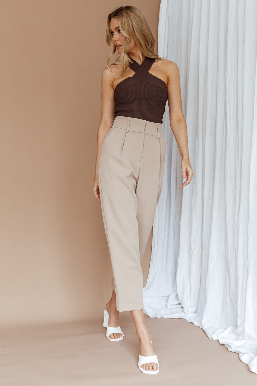 Chance Encounter Straight Leg Pants Latte by Selfie Leslie