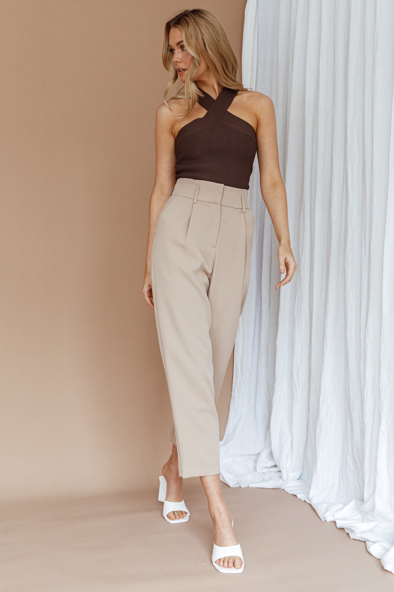 Chance Encounter Straight Leg Pants Latte by Selfie Leslie