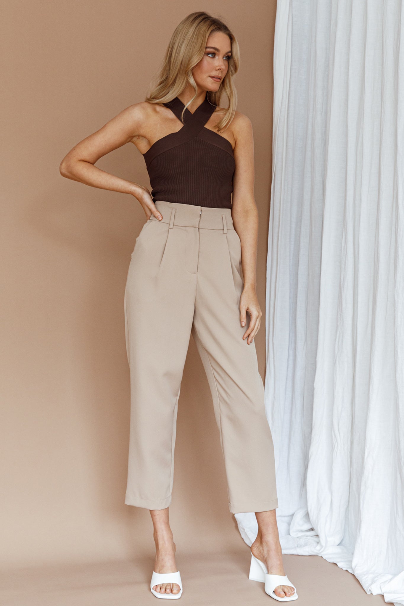 Chance Encounter Straight Leg Pants Latte by Selfie Leslie