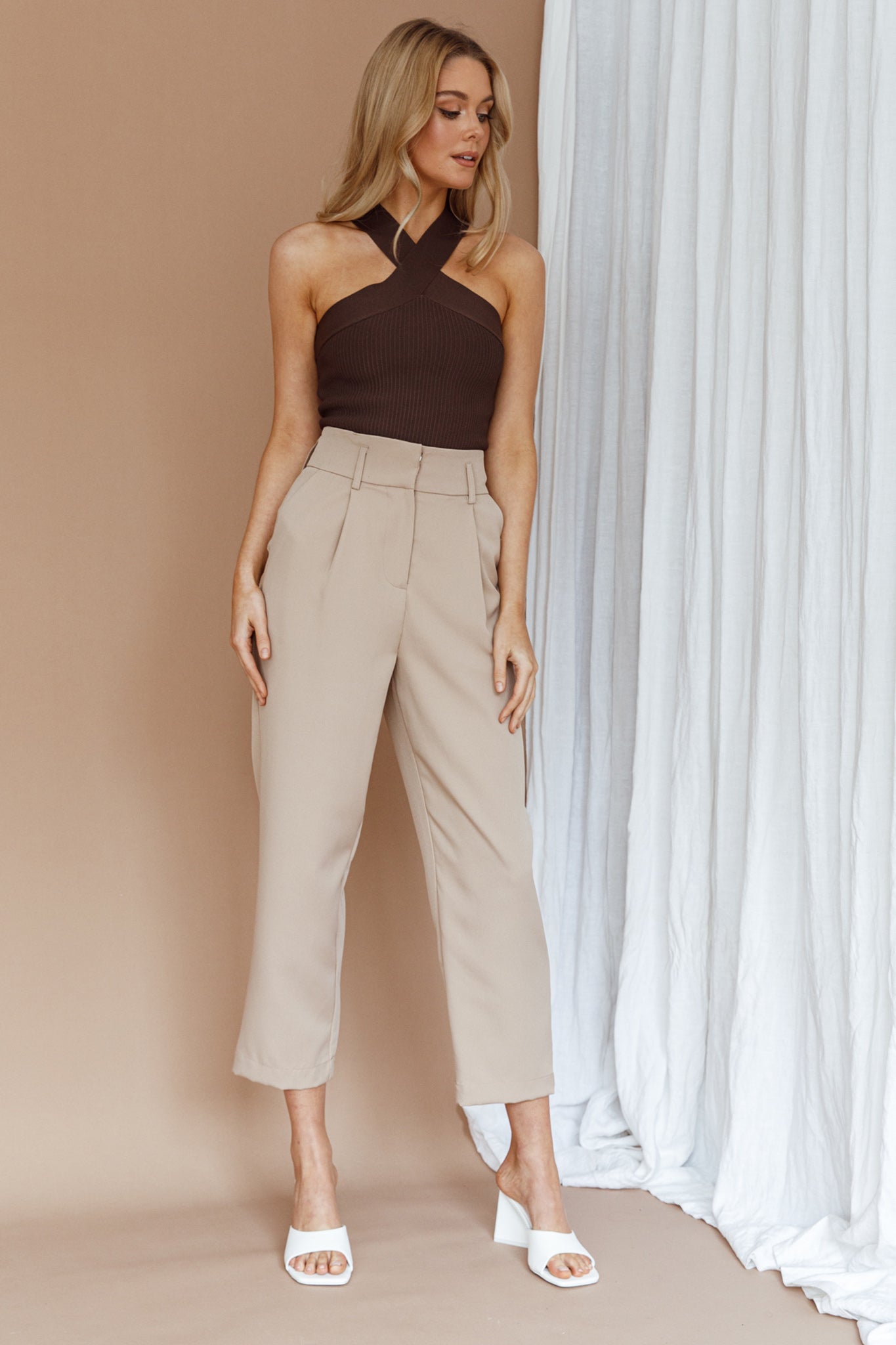 Chance Encounter Straight Leg Pants Latte by Selfie Leslie