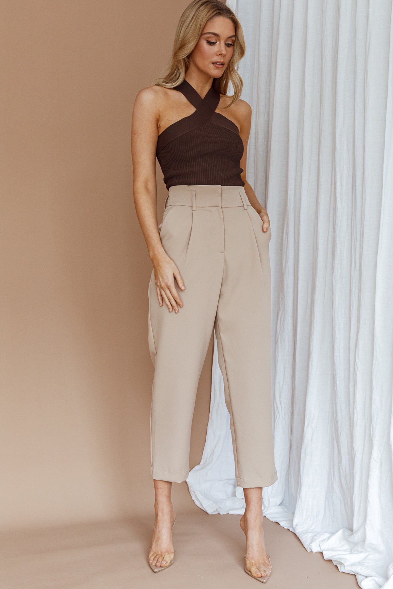 Chance Encounter Straight Leg Pants Latte by Selfie Leslie