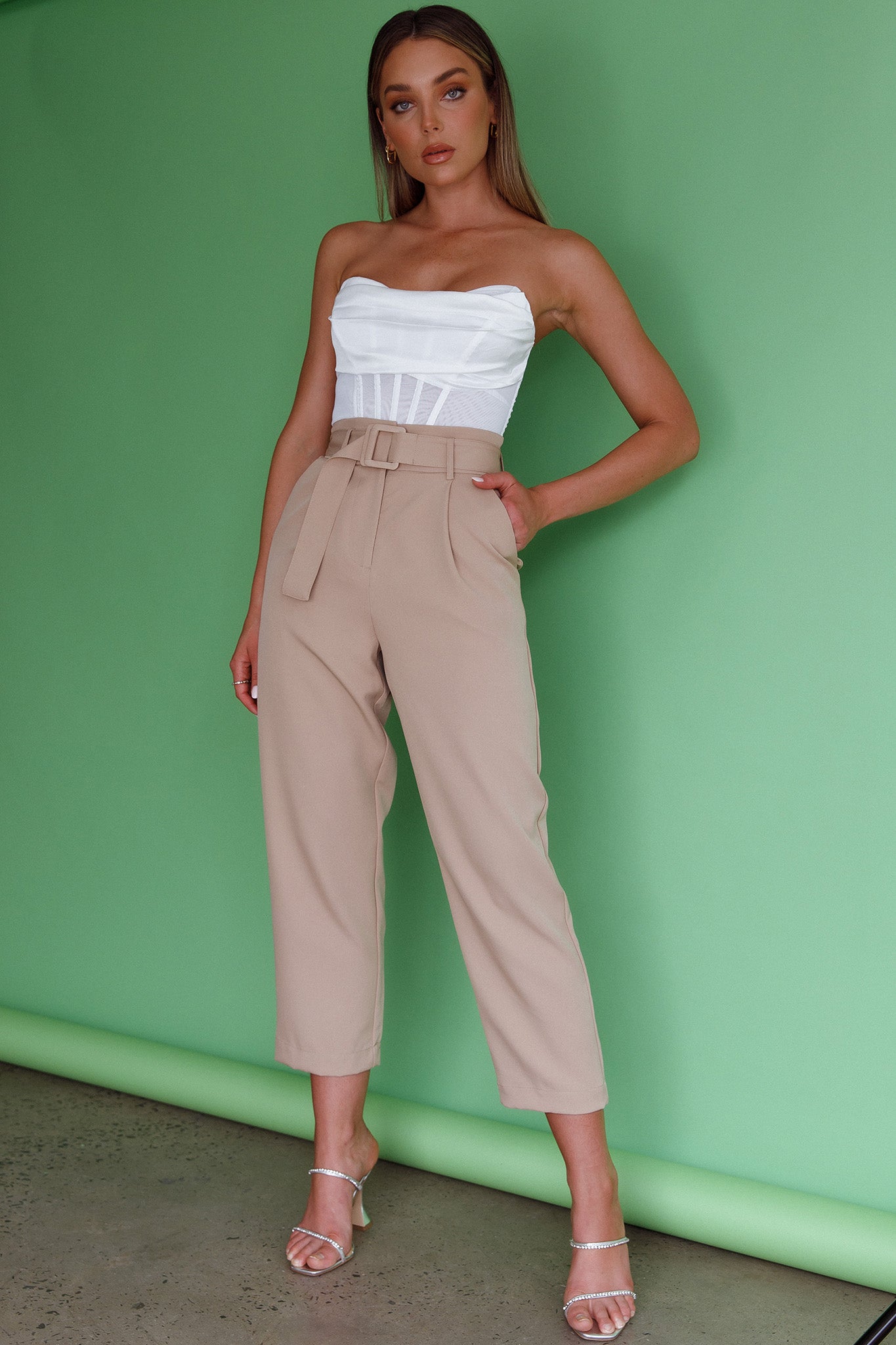 Chance Encounter Straight Leg Pants Latte by Selfie Leslie