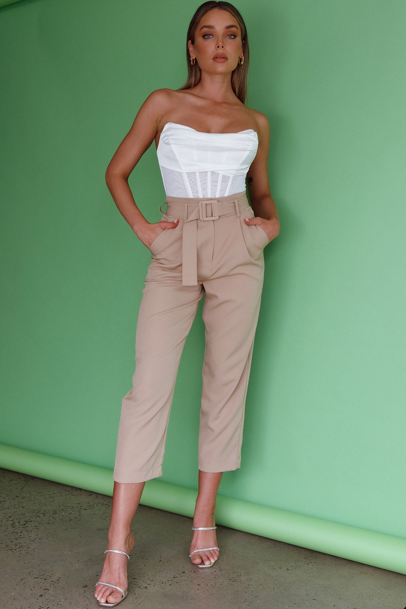 Chance Encounter Straight Leg Pants Latte by Selfie Leslie