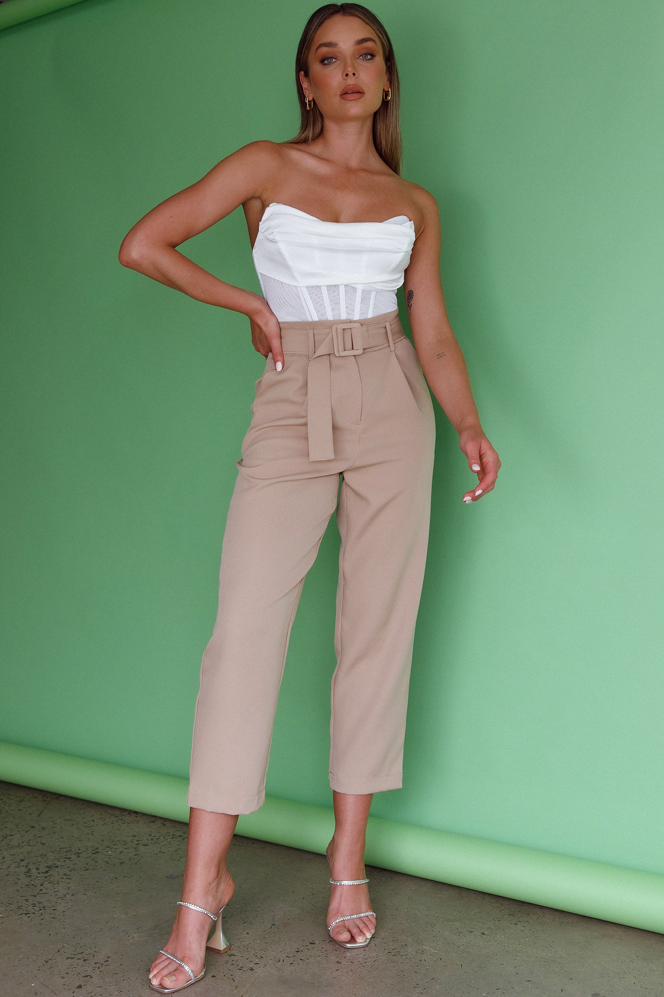 Chance Encounter Straight Leg Pants Latte by Selfie Leslie