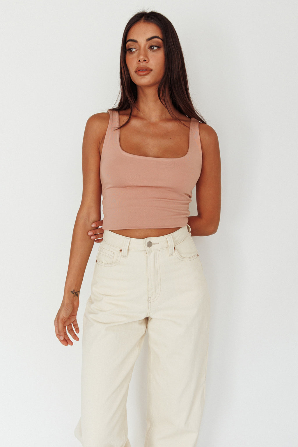 Pali U-Neckline Crop Top Nude by Selfie Leslie
