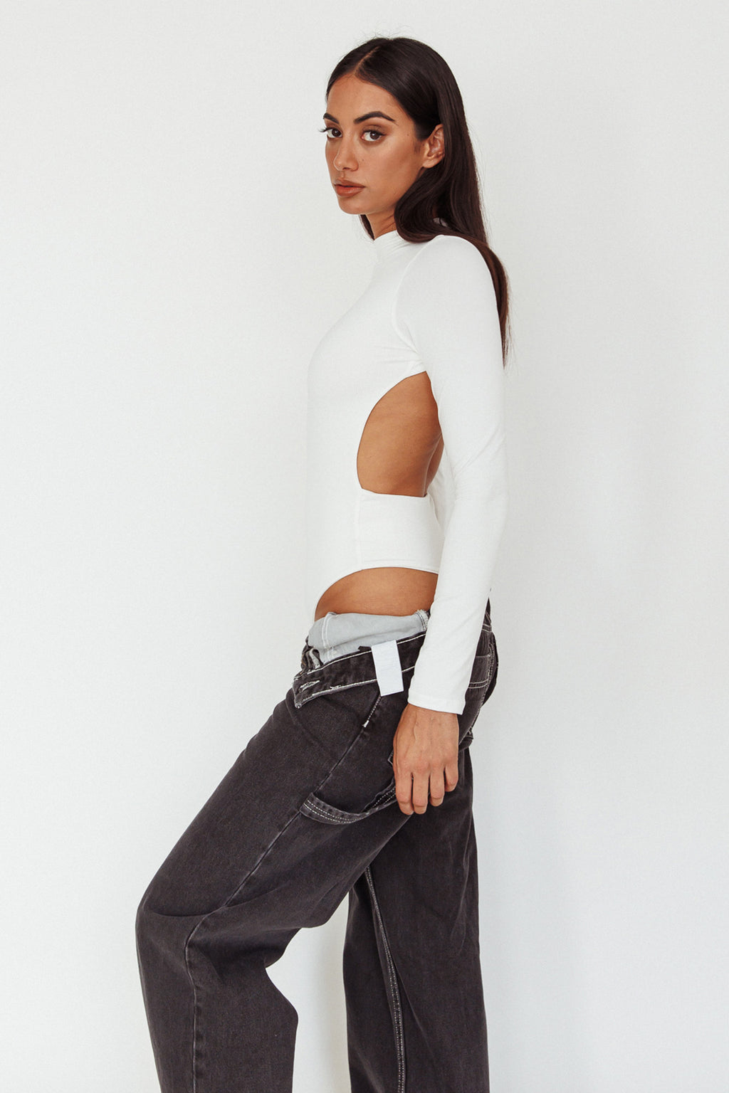 Remy Open Back Bodysuit Off White by Selfie Leslie
