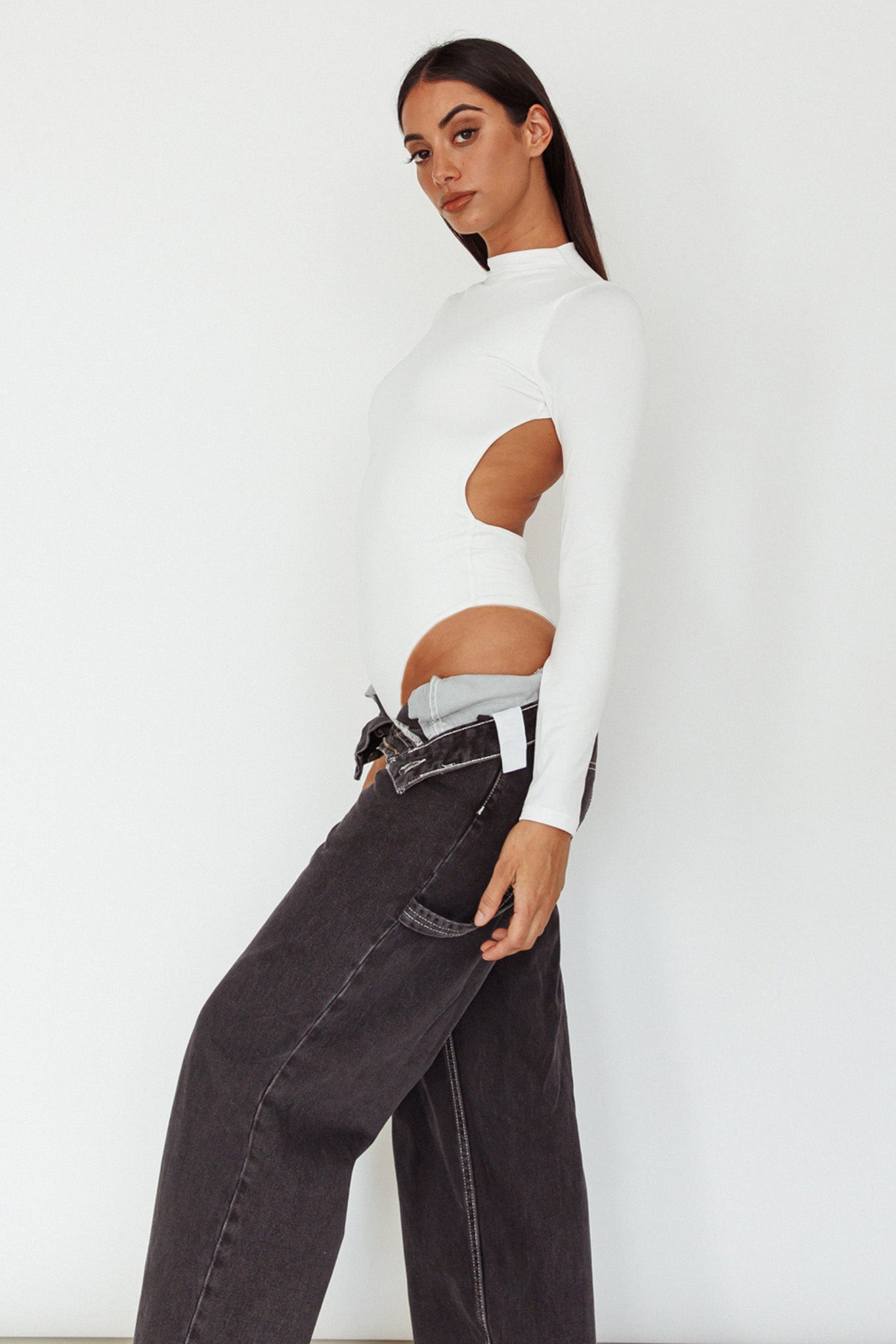 Remy Open Back Bodysuit Off White by Selfie Leslie