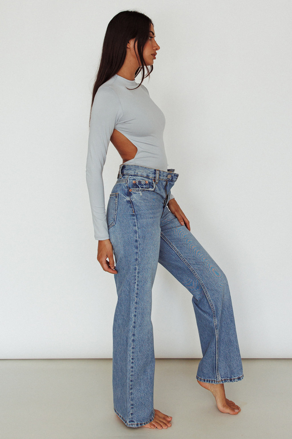 Remy Open Back Bodysuit Silver by Selfie Leslie