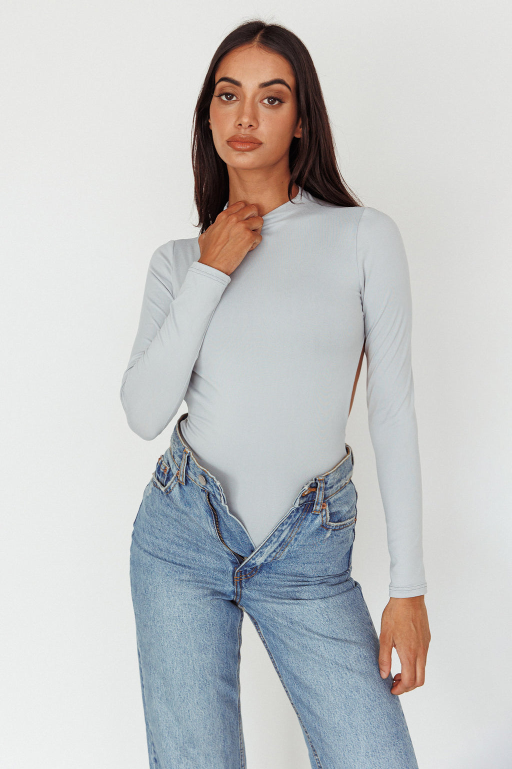 Remy Open Back Bodysuit Silver by Selfie Leslie