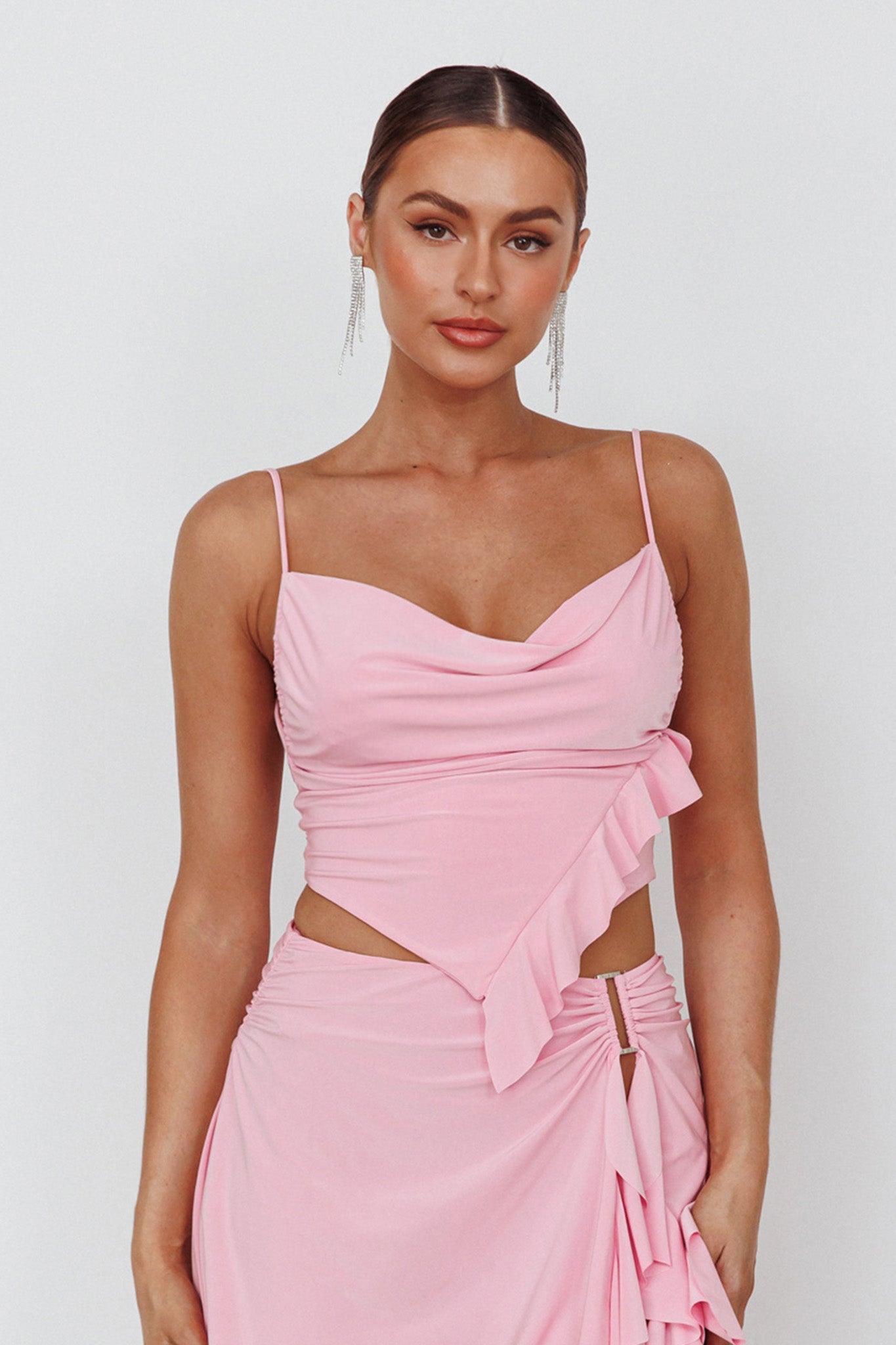 Such A Tease Cowl Neck Crop Top Pink by Selfie Leslie