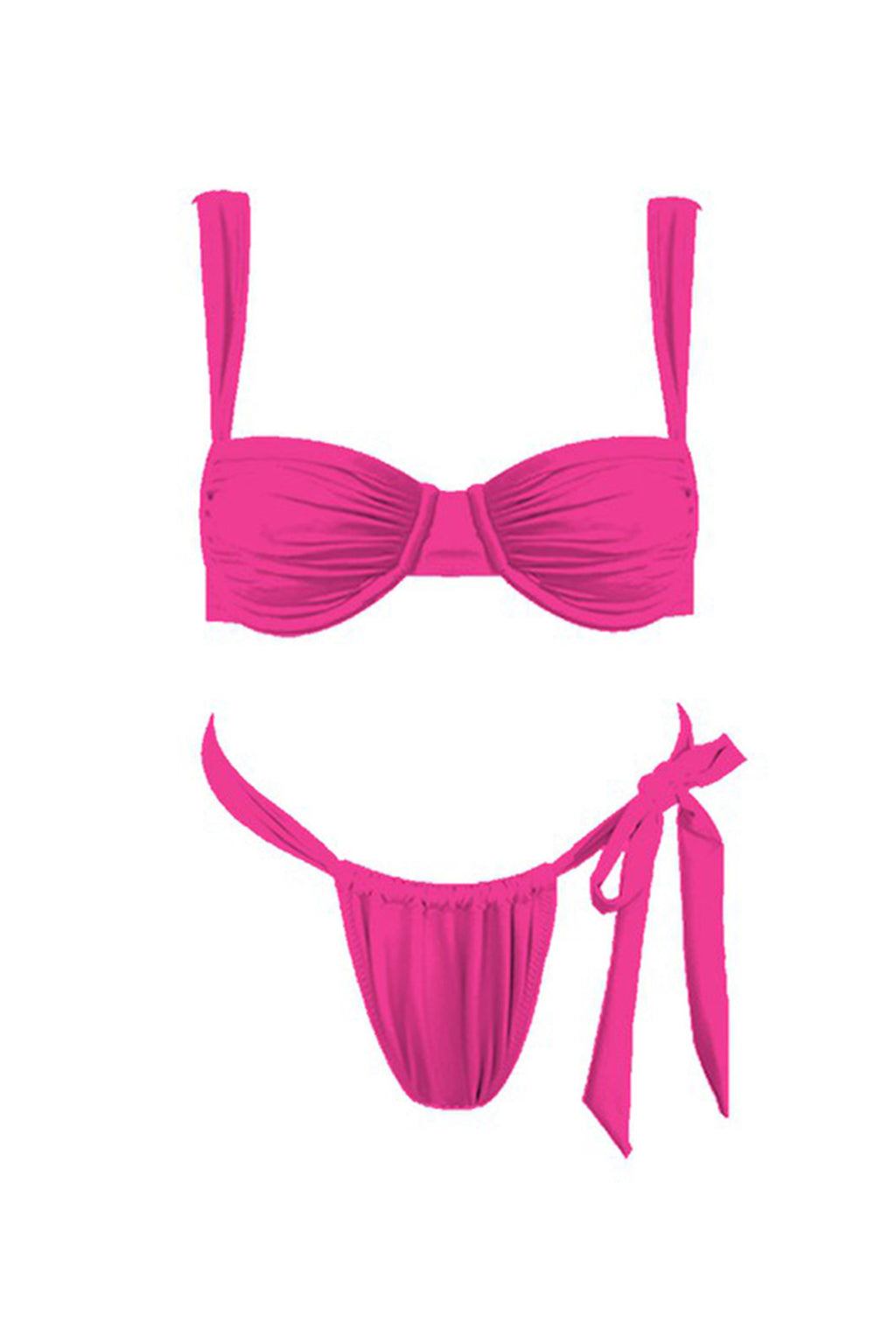 Malibu Gathered Bikini Top Fuchsia by Selfie Leslie