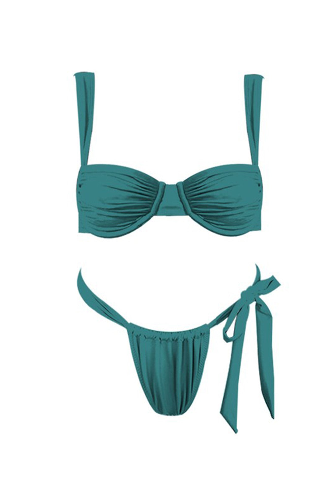Malibu Gathered Bikini Top Teal Blue by Selfie Leslie