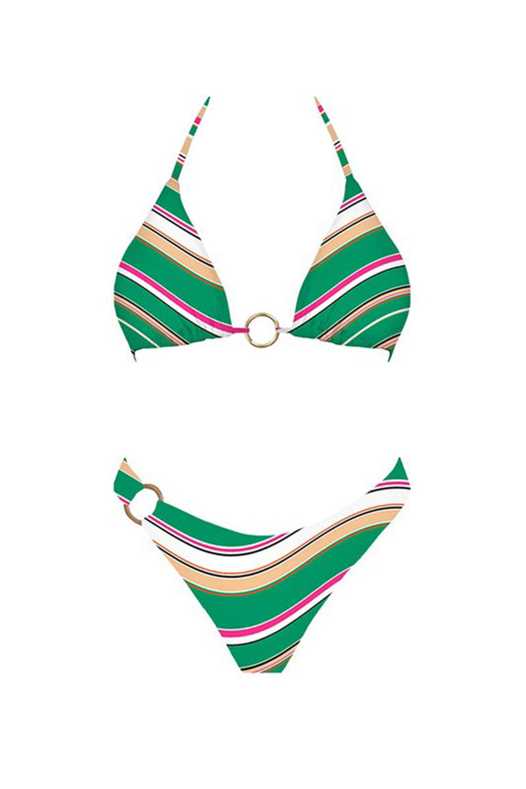 Daytona Triangle Bikini Top Green Stripes by Selfie Leslie
