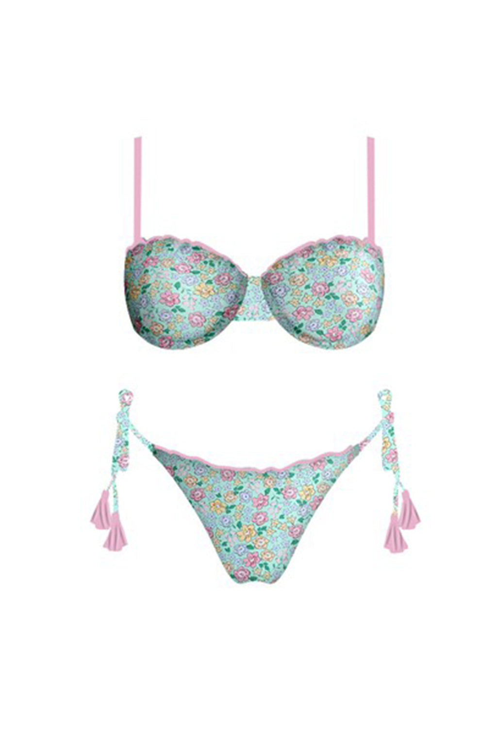 French Riviera Bikini Bottom Green Floral by Selfie Leslie