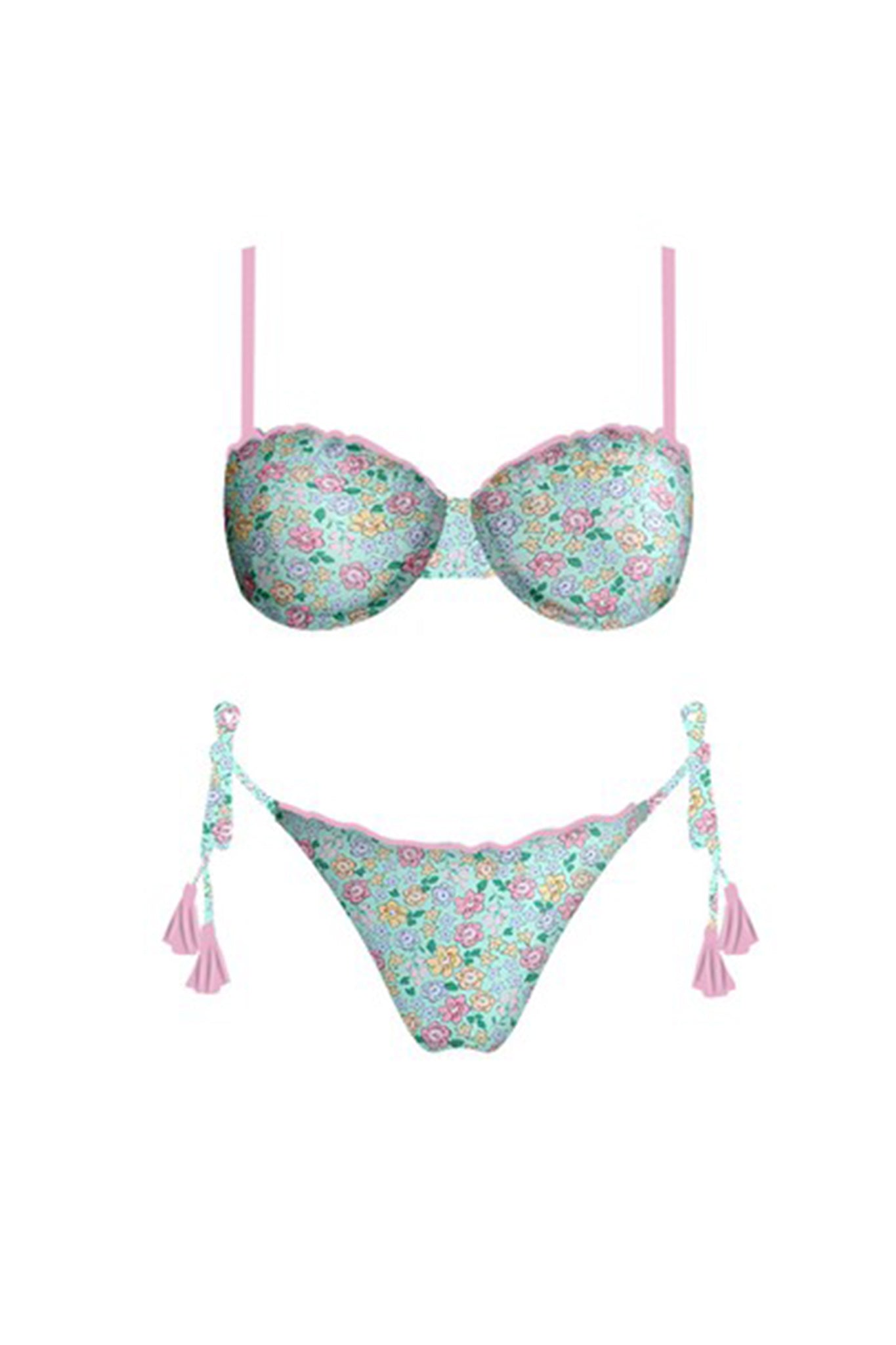 French Riviera Bikini Bottom Green Floral by Selfie Leslie