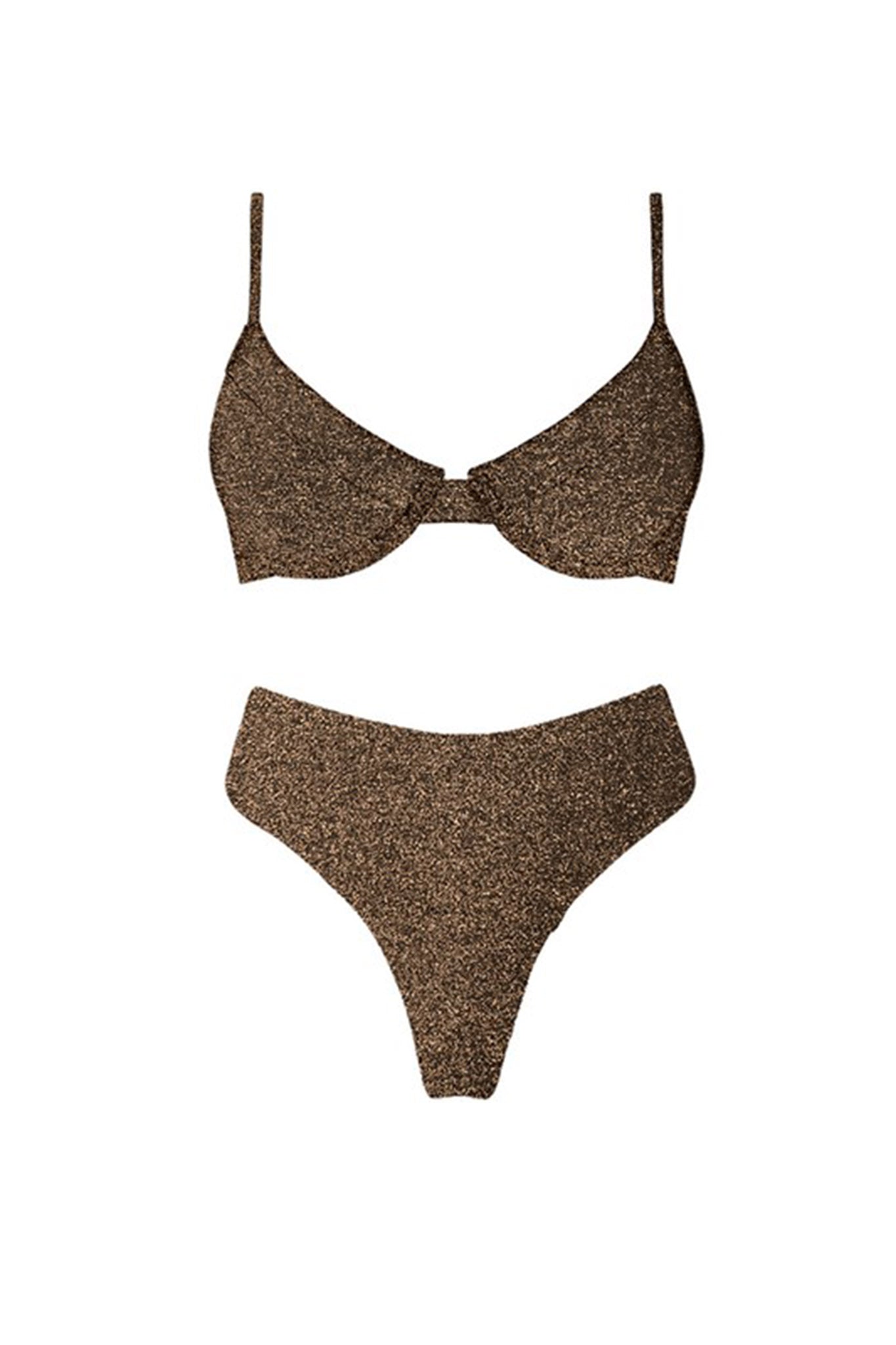 Zuma High Waist Bikini Bottom Brown by Selfie Leslie