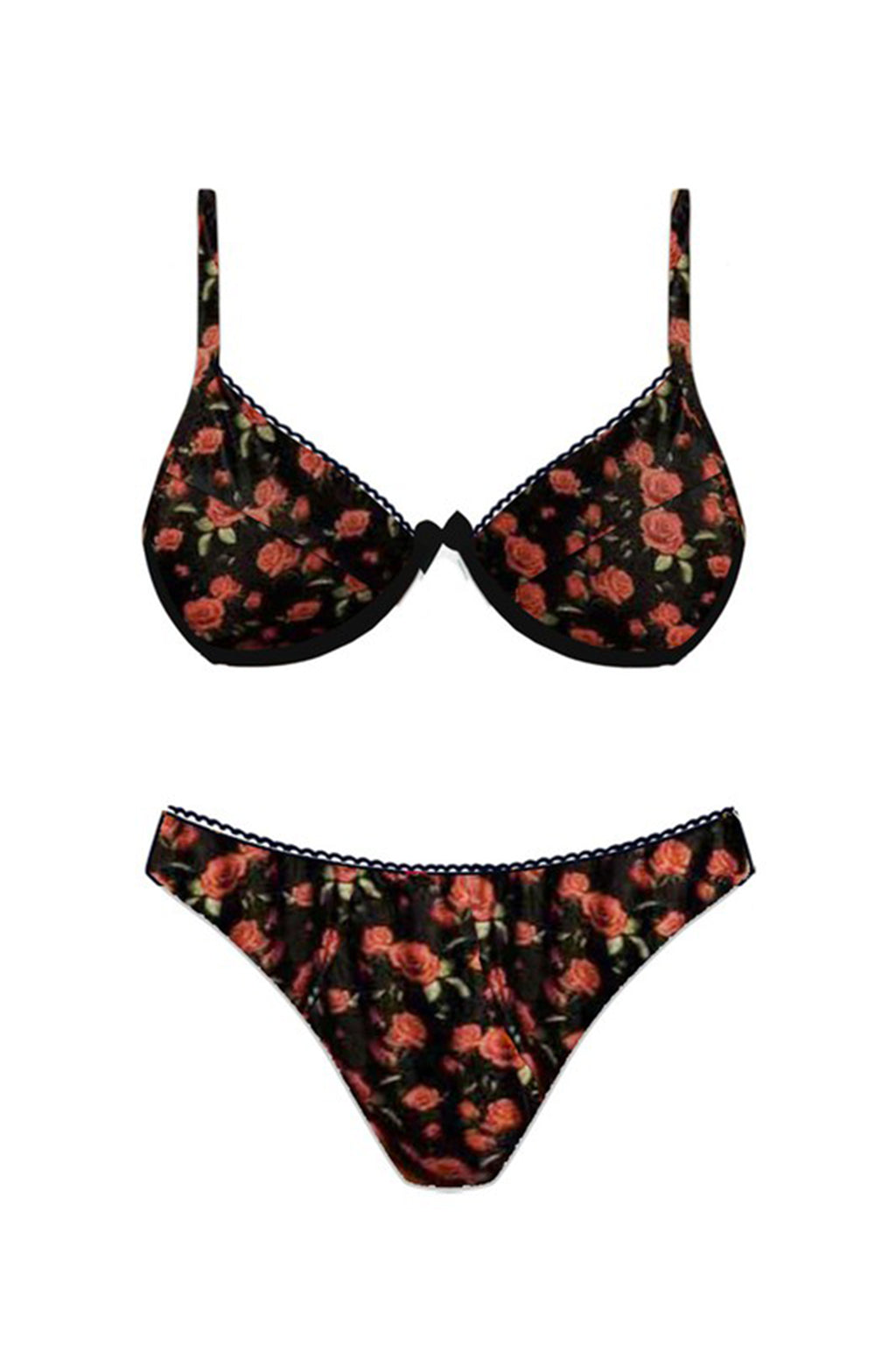 La Dolce Vita Bikini Bottom Rose Black/Red by Selfie Leslie