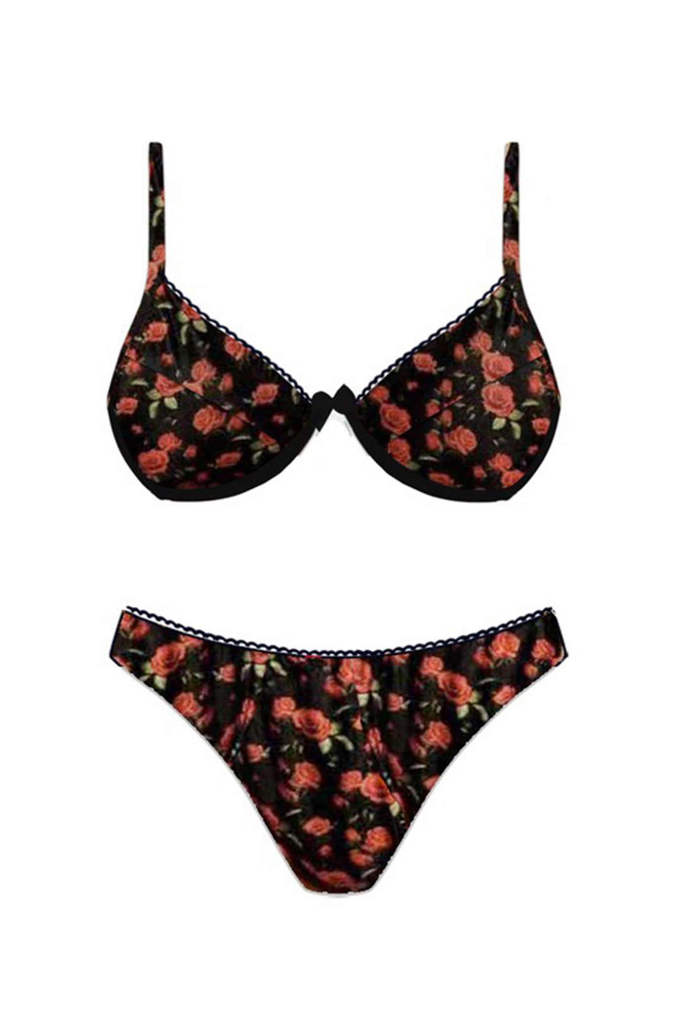 La Dolce Vita Bikini Top Rose Black/Red by Selfie Leslie