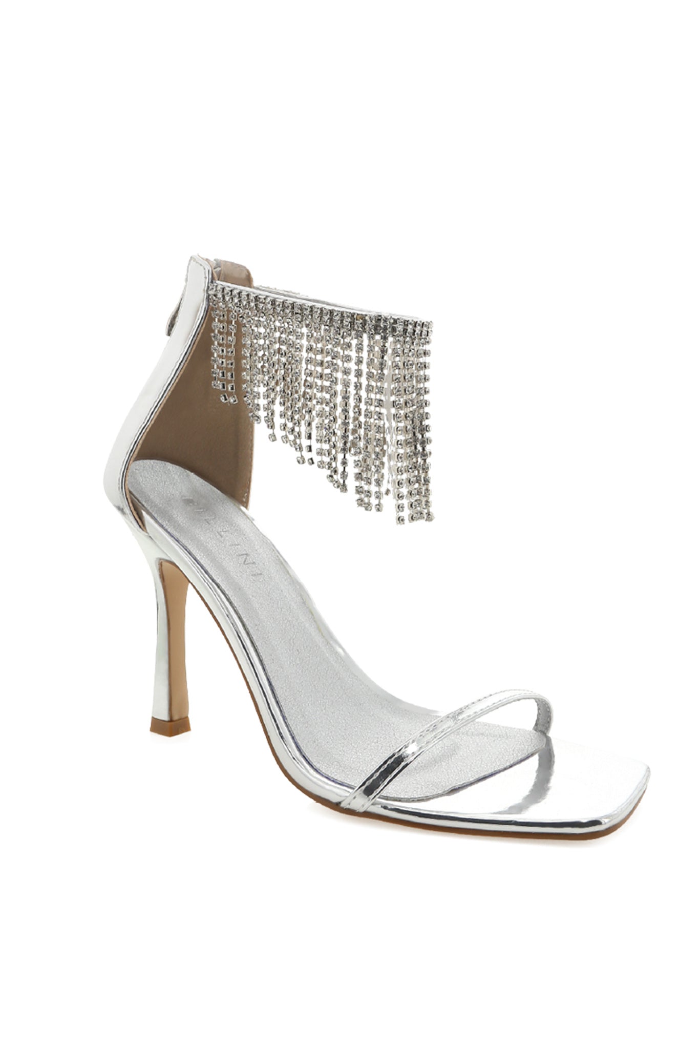 Billini Barlow High Stiletto Heel Diamante Silver by Selfie Leslie