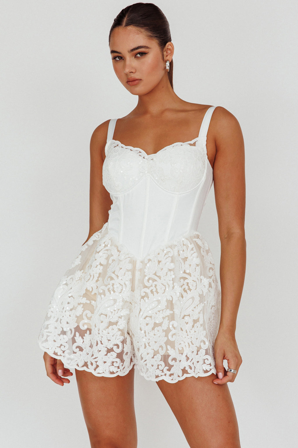 Georgia May Lace Romper White by Selfie Leslie