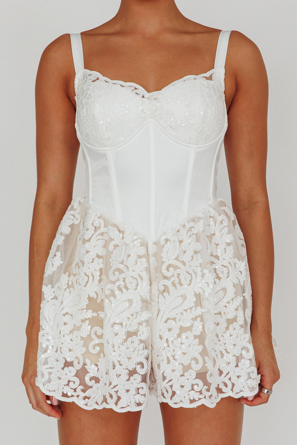 Georgia May Lace Romper White by Selfie Leslie
