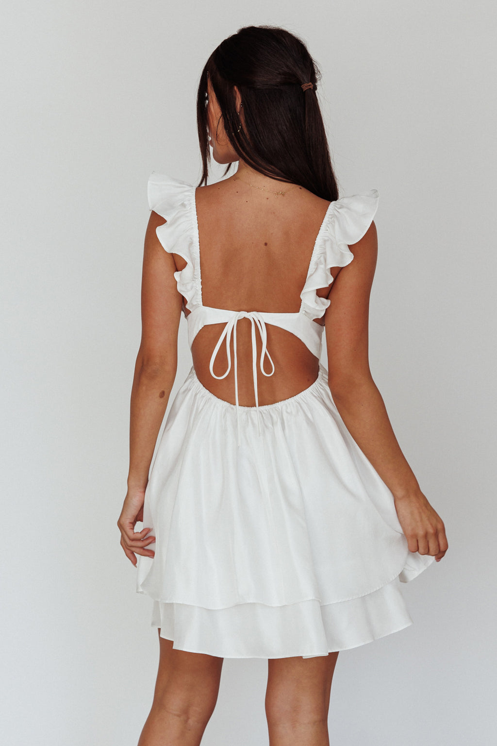 Siren Song Frill Strap Mini Dress White by Selfie Leslie