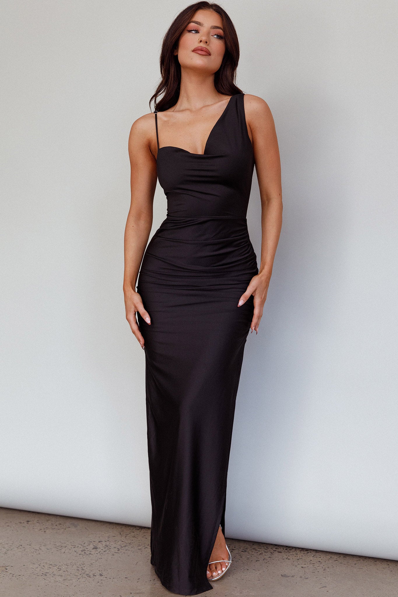 Florentina Thigh Split Maxi Dress Black | Selfie Leslie Florentina Thigh Split Maxi Dress Black | Selfie Leslie