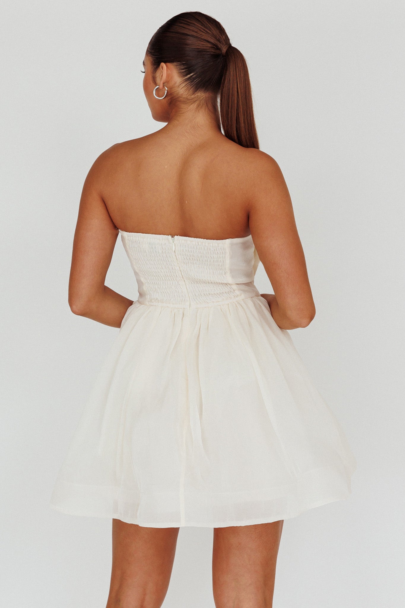 Arabesque Bow Bust Mini Dress Champagne by Selfie Leslie