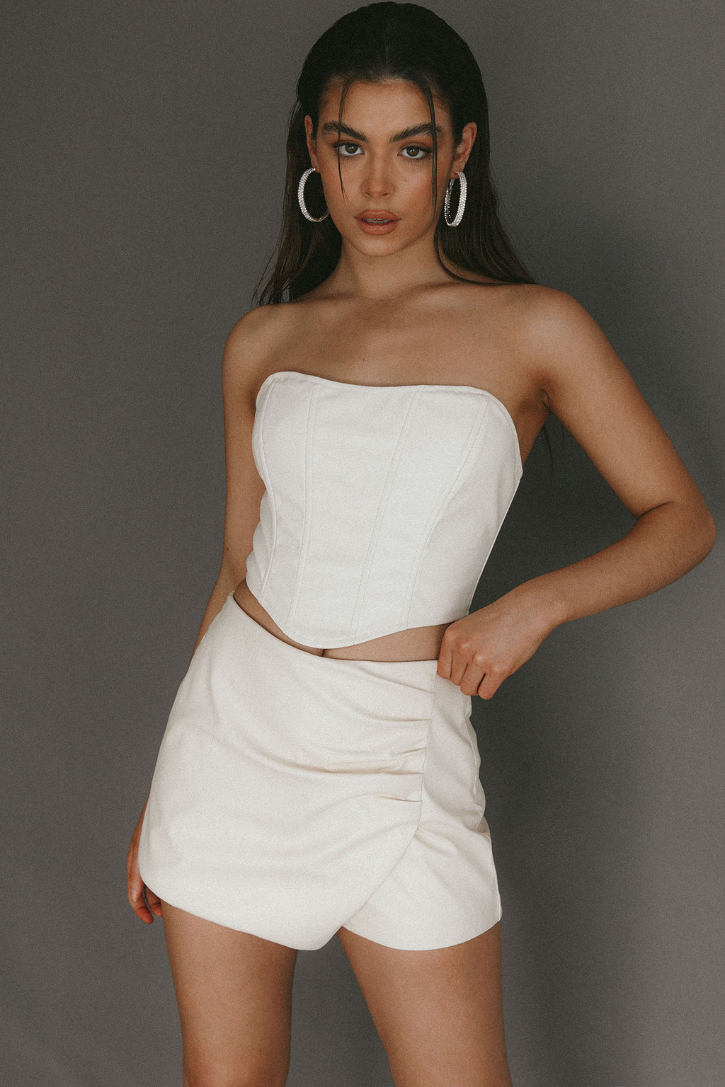 Audra Wrap Look Skorts Ivory by Selfie Leslie