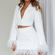 So In Love Feather Mini Skirt White