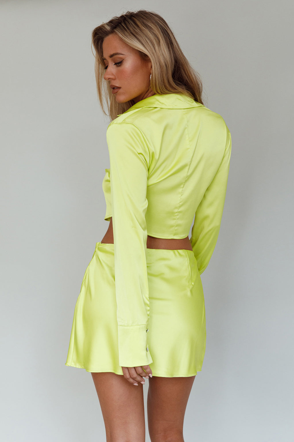 Geena Crystal Button Top Lime by Selfie Leslie