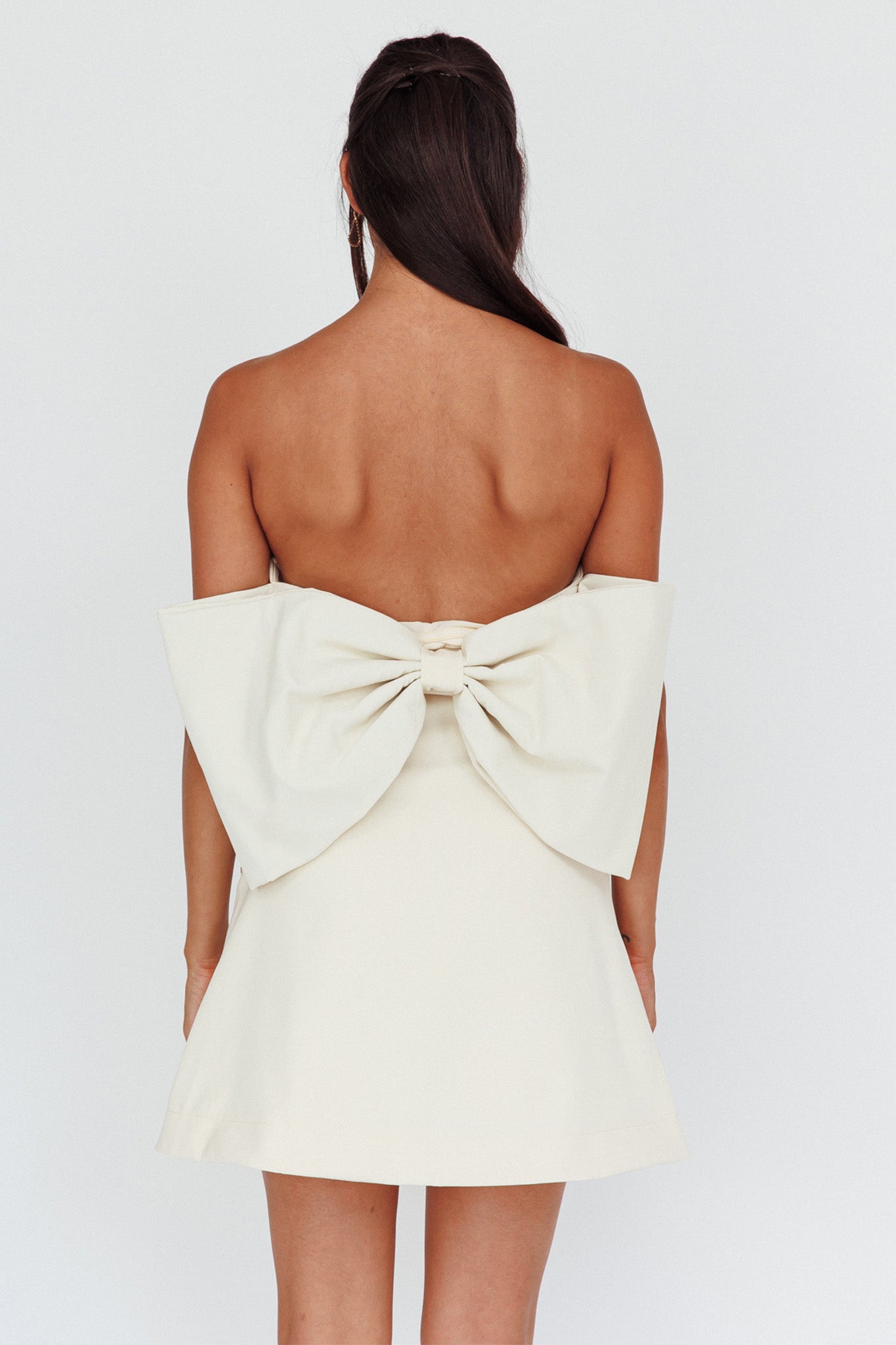 Made For Love Bow Back Mini Dress Ecru Made For Love Bow Back Mini Dress Ecru