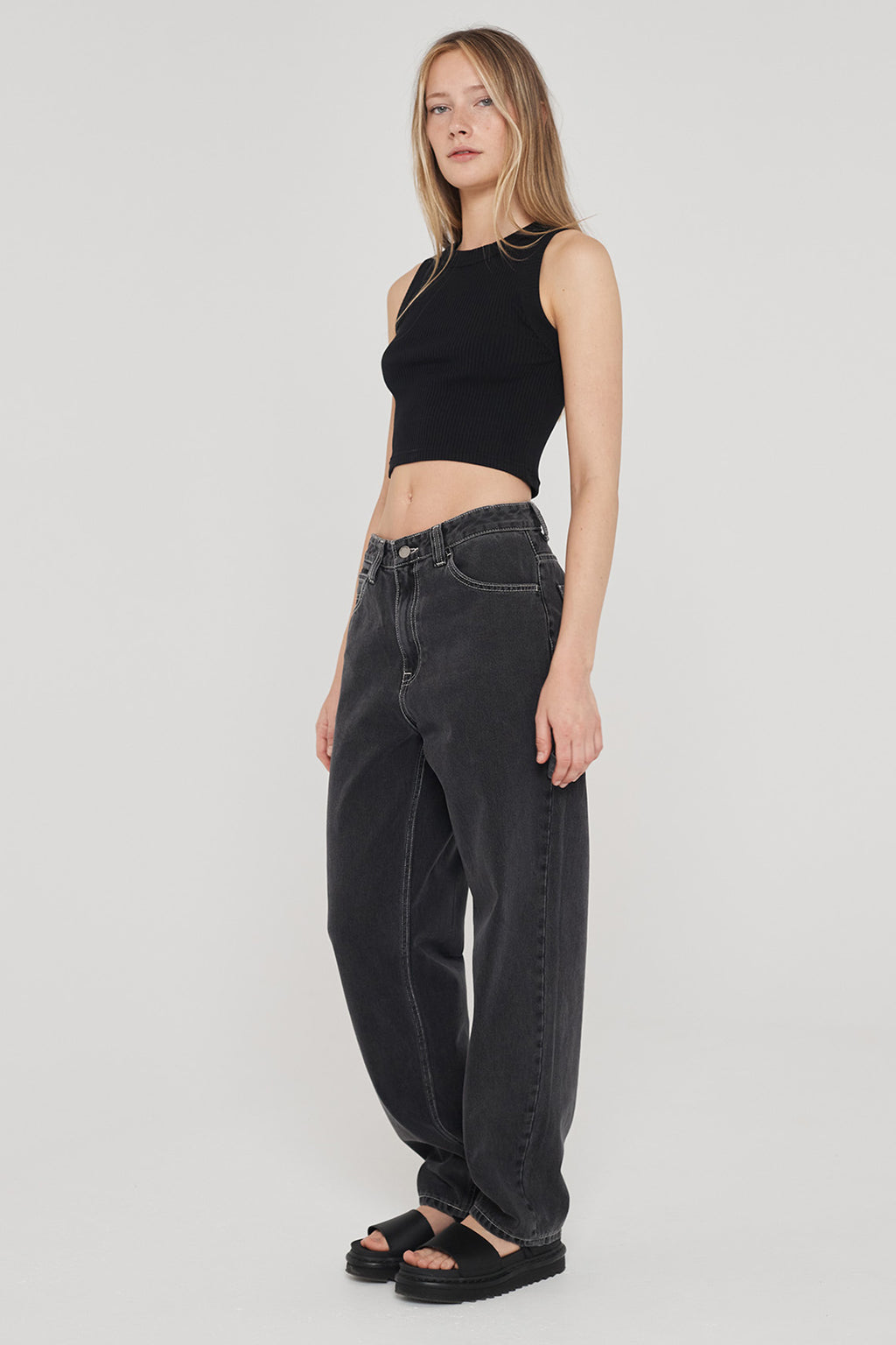 Dr Denim Faye Worker Concrete Black by Selfie Leslie