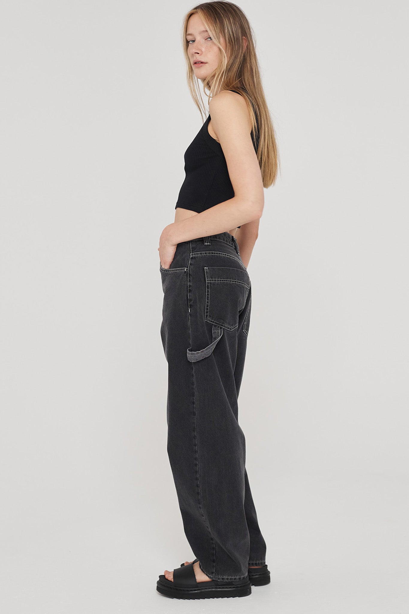 Dr Denim Faye Worker Concrete Black by Selfie Leslie