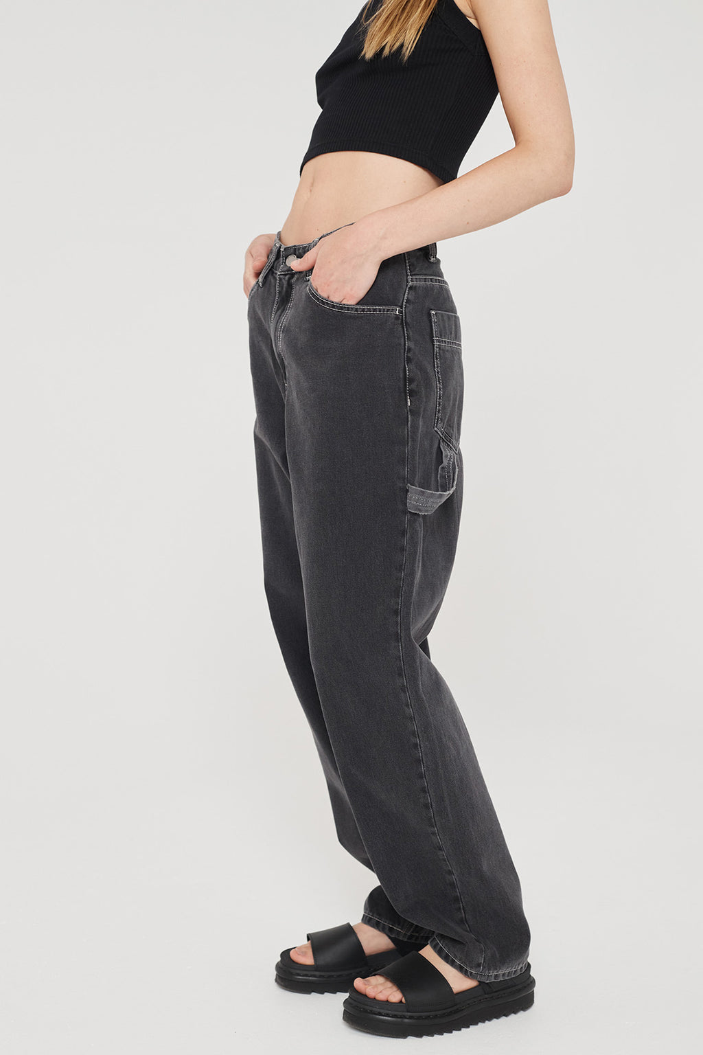 Dr Denim Faye Worker Concrete Black by Selfie Leslie