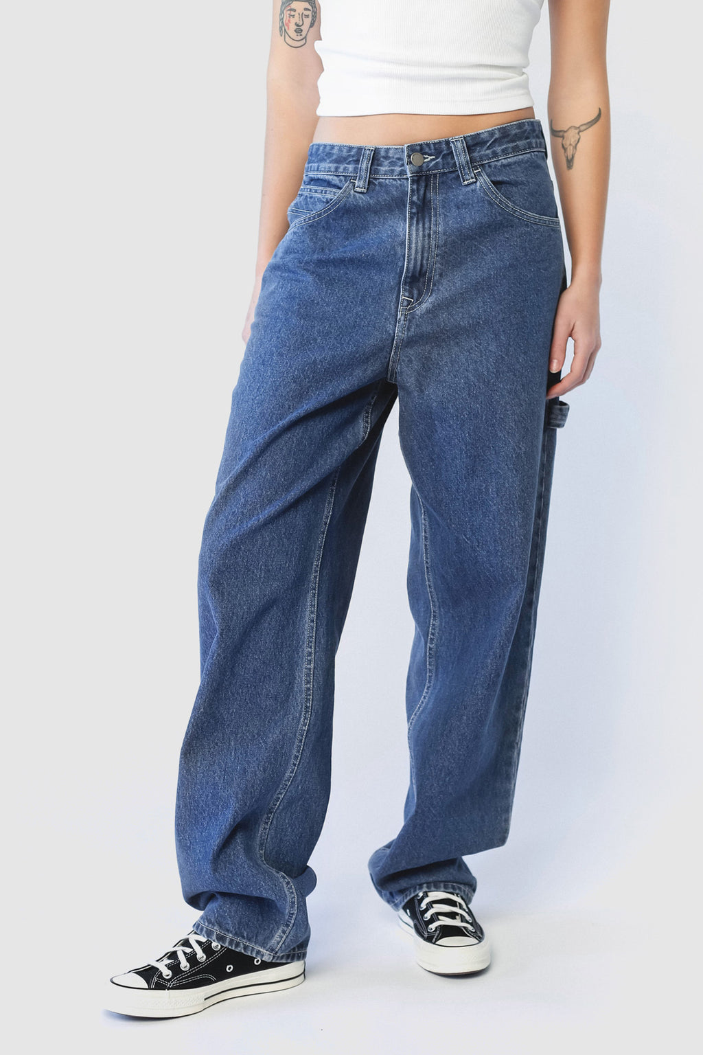 Dr Denim Faye Worker Pebble Mid Stone by Selfie Leslie