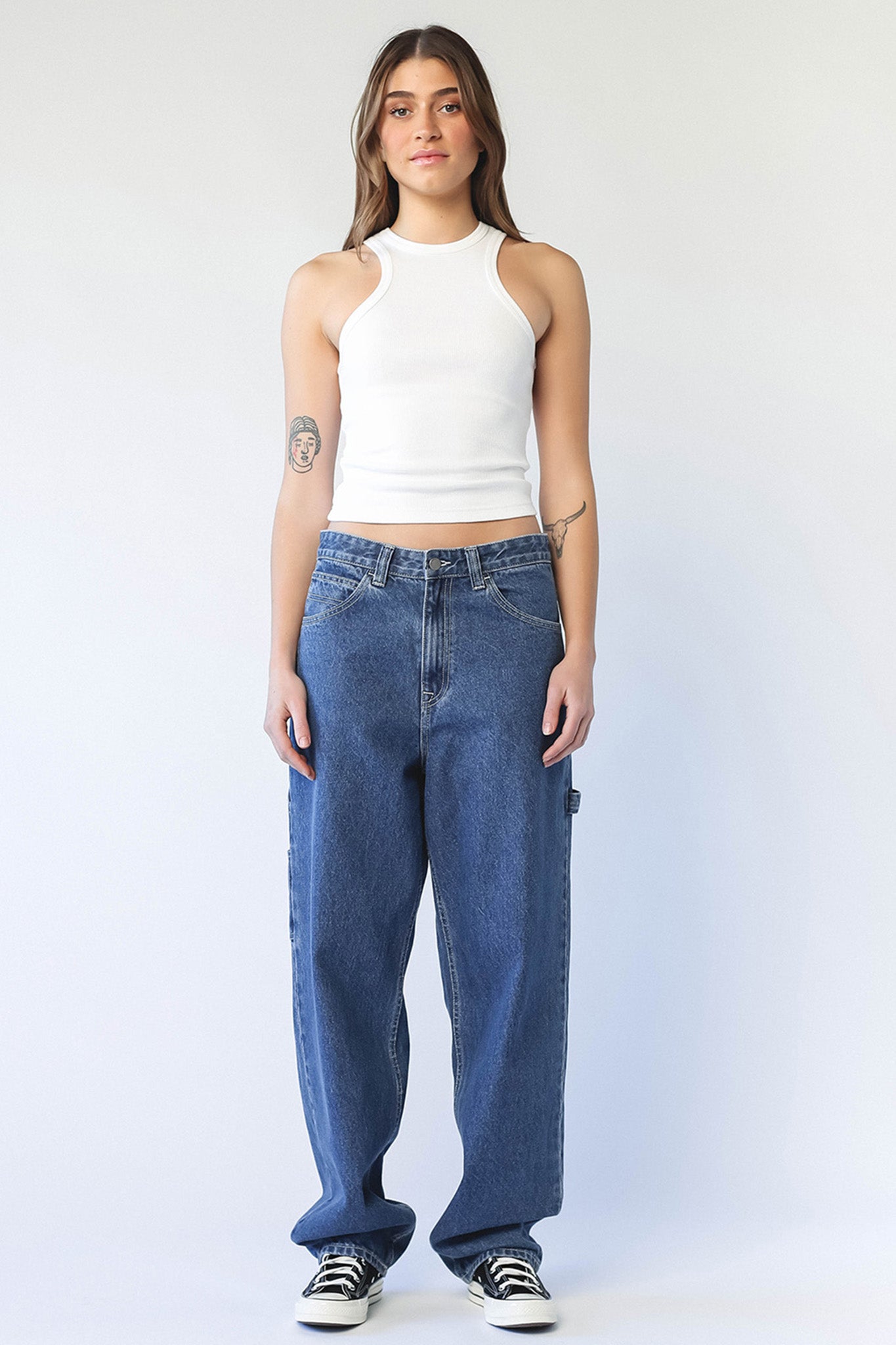 Dr Denim Faye Worker Pebble Mid Stone by Selfie Leslie