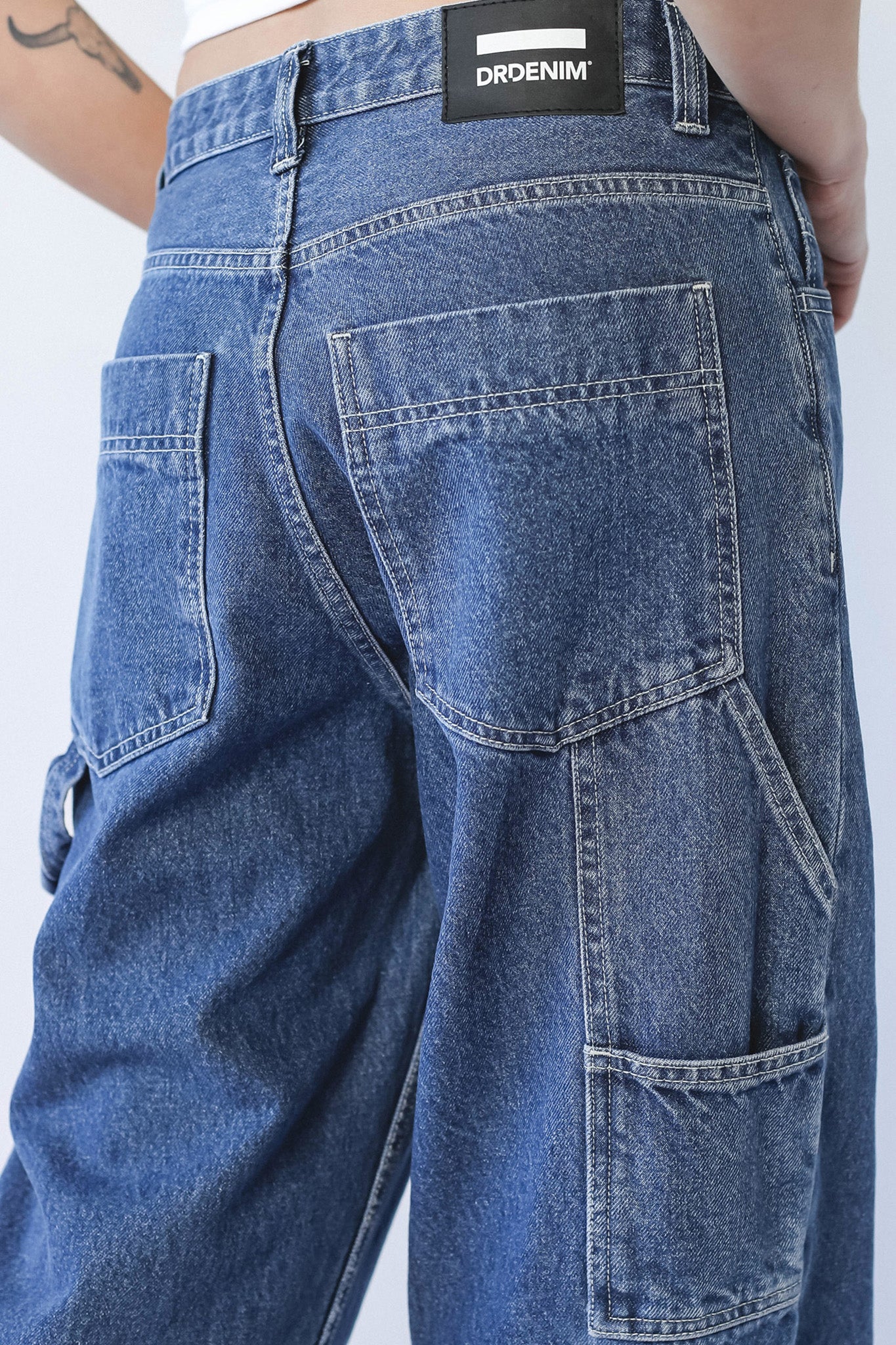 Dr Denim Faye Worker Pebble Mid Stone by Selfie Leslie