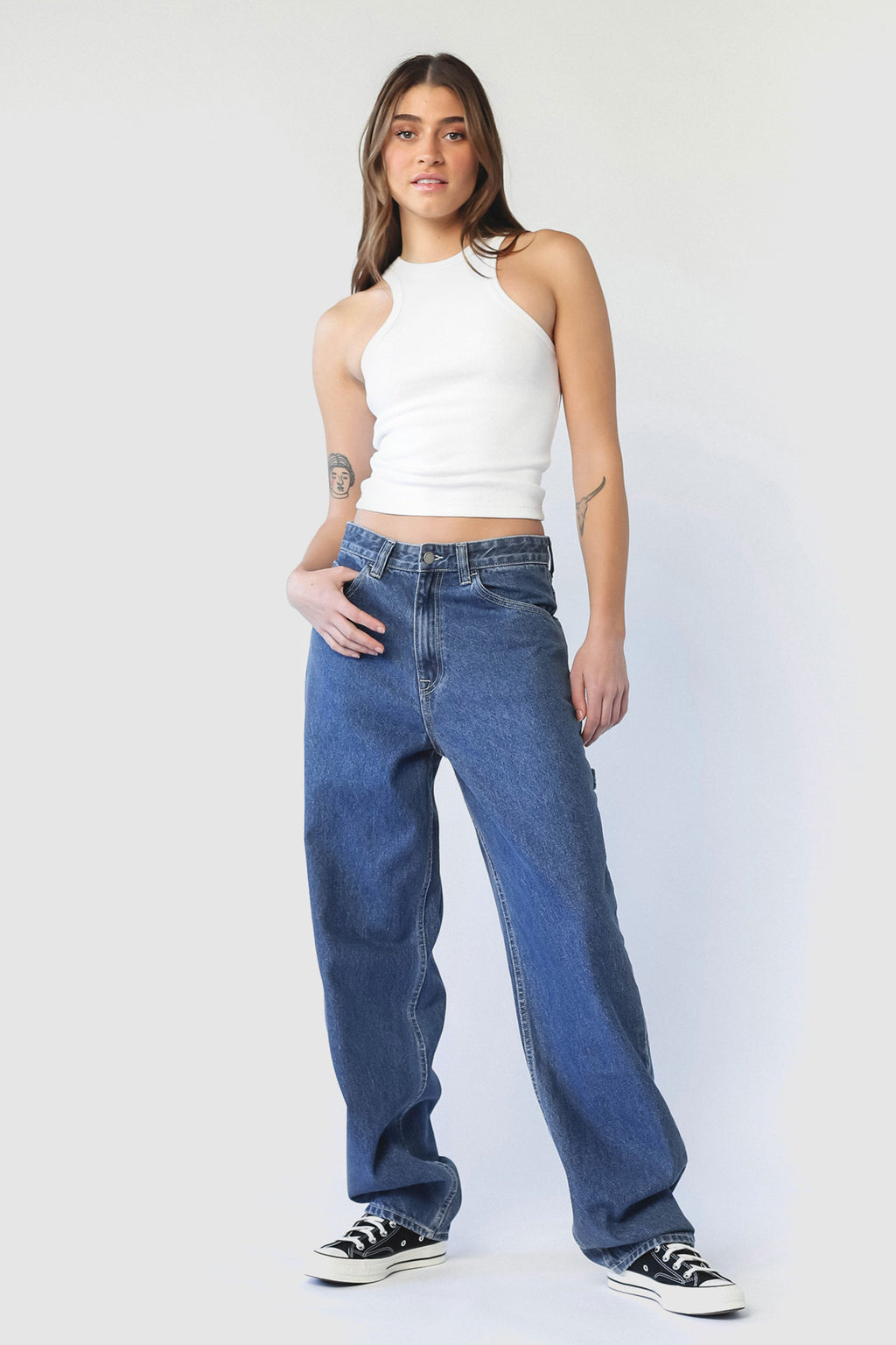 Dr Denim Faye Worker Pebble Mid Stone by Selfie Leslie
