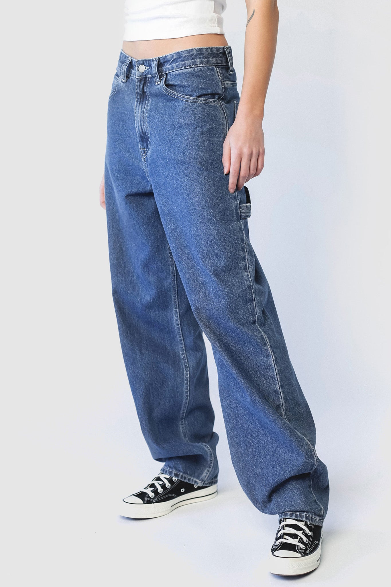Dr Denim Faye Worker Pebble Mid Stone by Selfie Leslie
