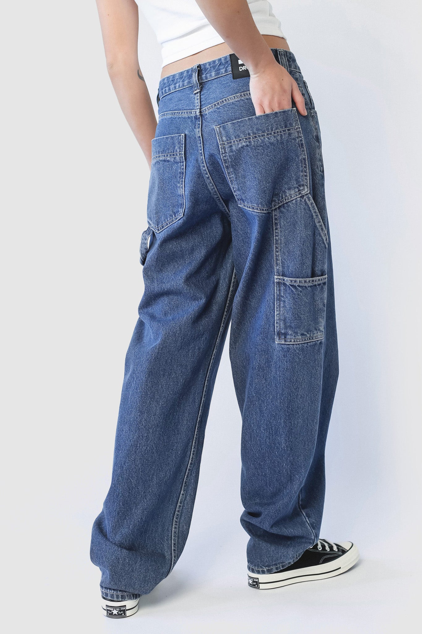 Dr Denim Faye Worker Pebble Mid Stone by Selfie Leslie
