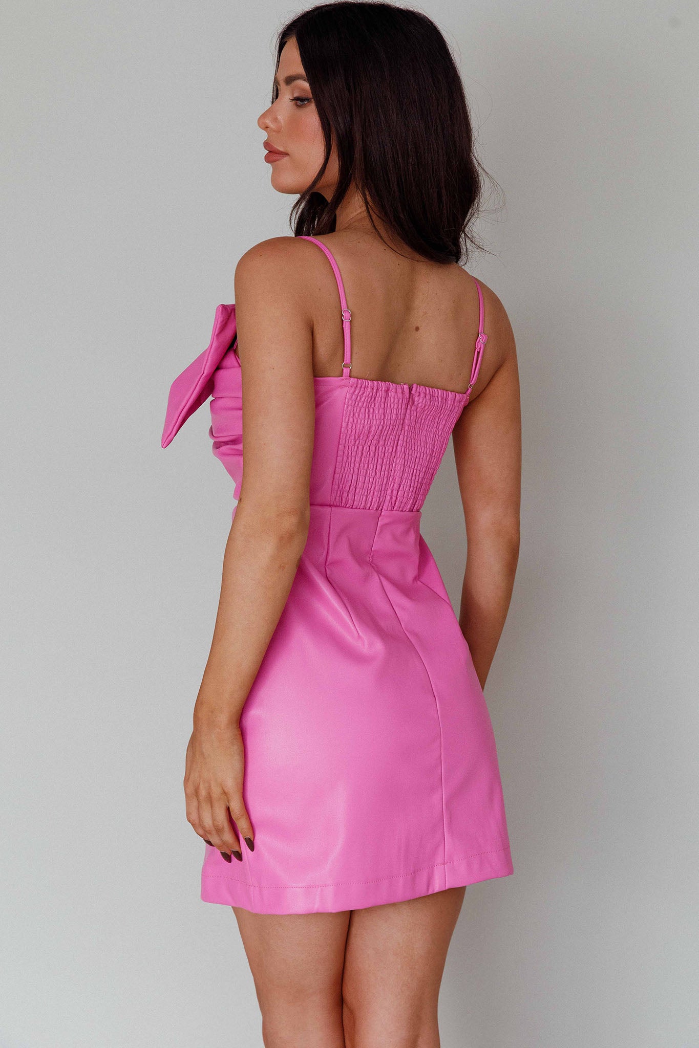 Dominika Faux Leather Mini Dress Pink by Selfie Leslie